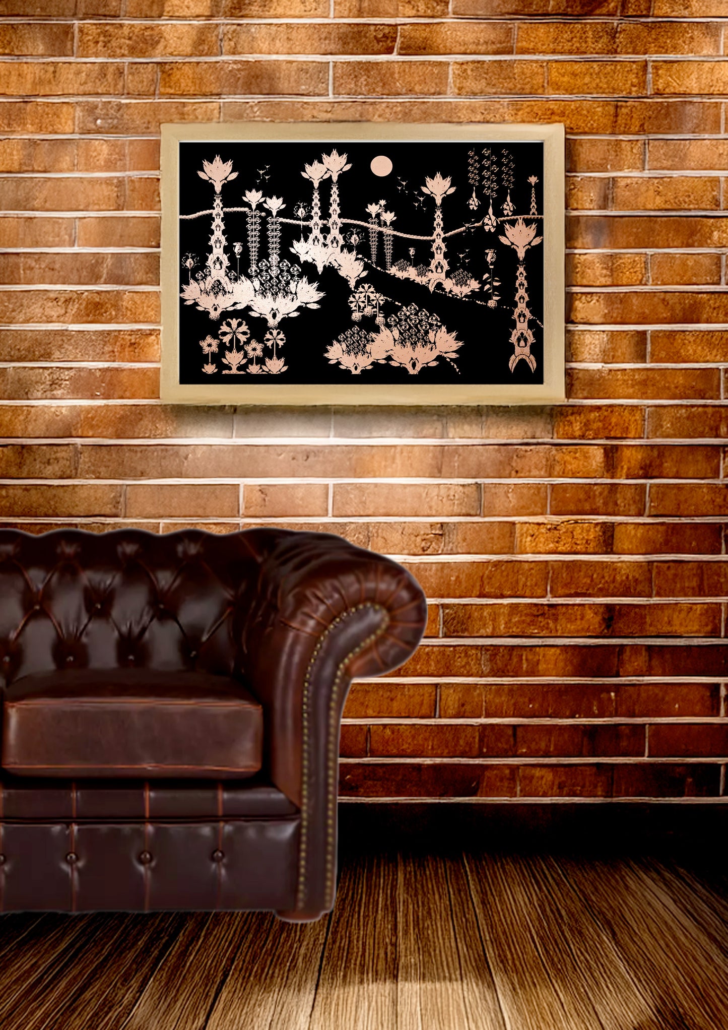 Illustration noir et cuivre 50x70cm sérigraphie artisanale