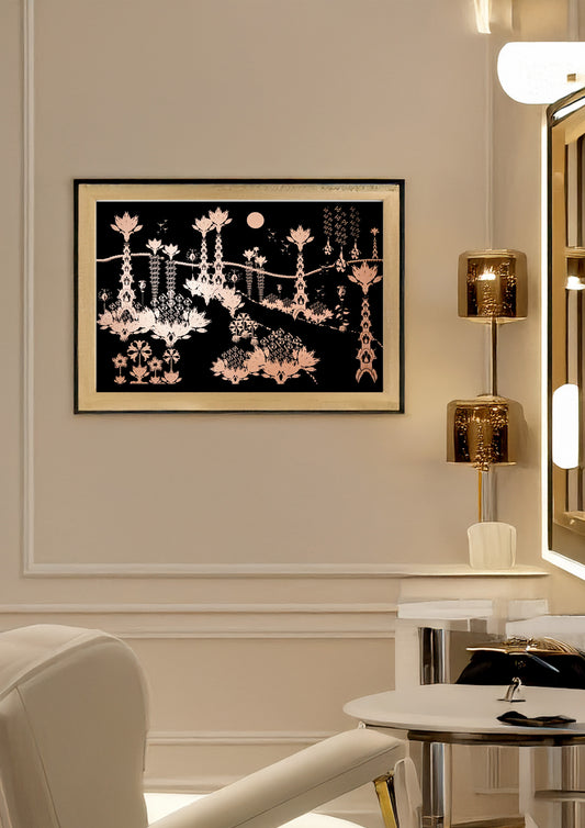 Illustration noir et cuivre 50x70cm sérigraphie artisanale