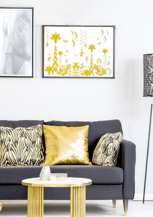 Illustration 50x65cm paysage doré sérigraphie artisanale