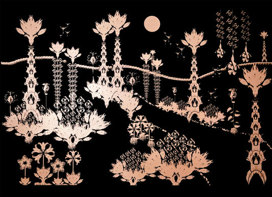 Illustration noir et cuivre 50x70cm sérigraphie artisanale